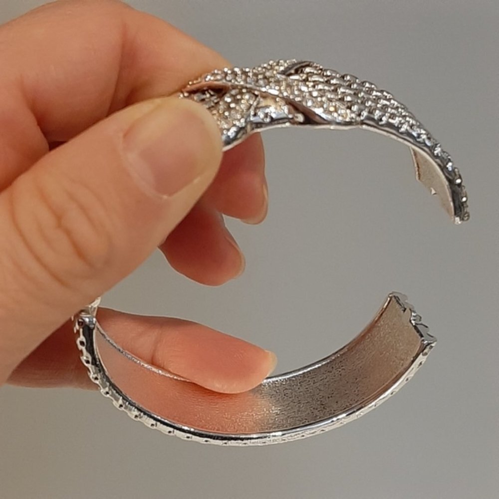 3Pc Rhinestone Accessories Set Silver Hinge Bangle Ring Mini Photo Frame - Picture 4 of 13